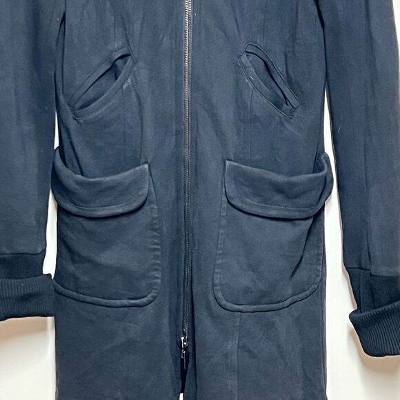 Theory Jacket Womens Black Wool Blend Hooded Zipper Hooded  Paxton Coat Sz M - Picture 4 of 7